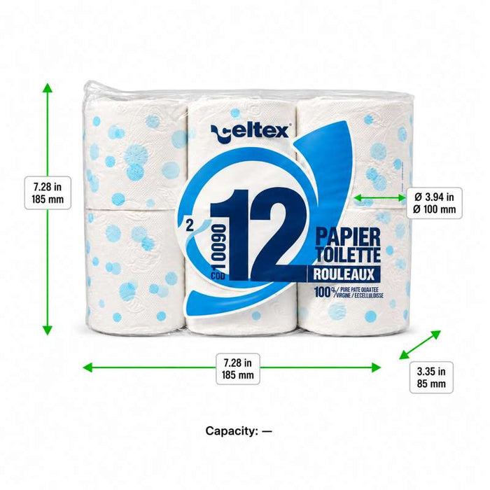 Papier toilette 2 plis en rouleau Ø100mm H85mm - 96Pcs