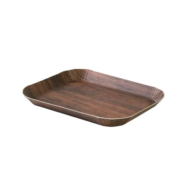 Plateau en carton laminé décor bois foncé 168x127mm H15mm - 200Pcs