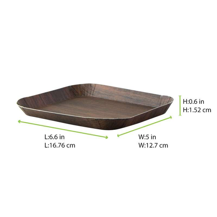 Plateau en carton laminé décor bois foncé 168x127mm H15mm - 200Pcs