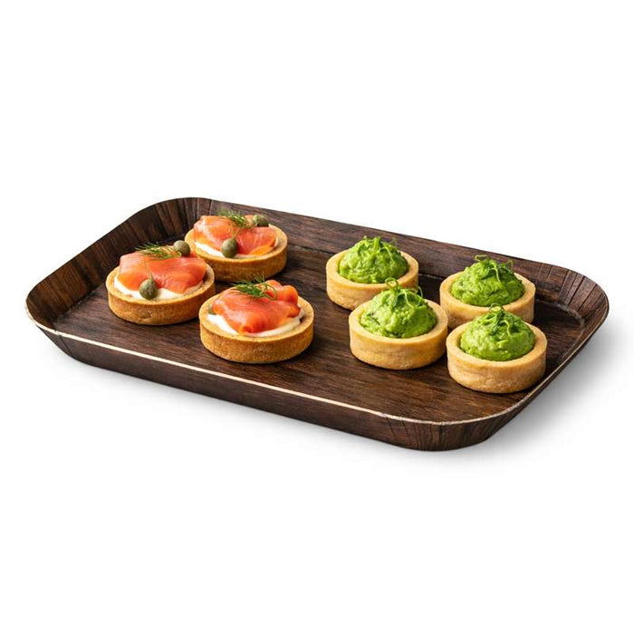 Plateau en carton laminé décor bois foncé 168x127mm H15mm - 200Pcs