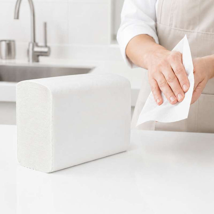 Essuie-mains blanc 2 plis plié en W 163x215mm - 4500Pcs