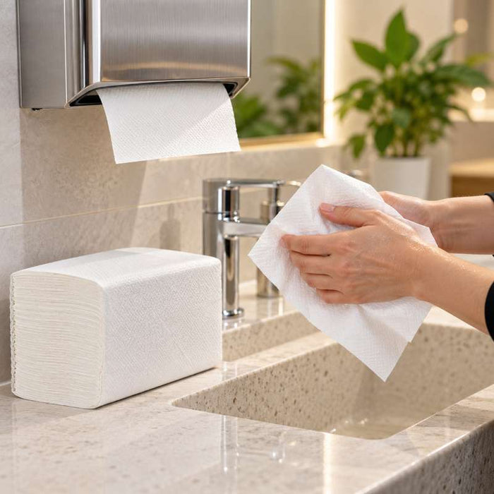 Essuie-mains blanc double épaisseur plié en W 162x320mm - 2700Pcs