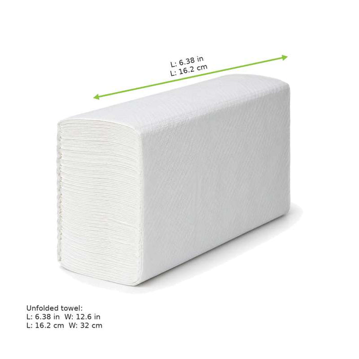 Essuie-mains blanc double épaisseur plié en W 162x320mm - 2700Pcs
