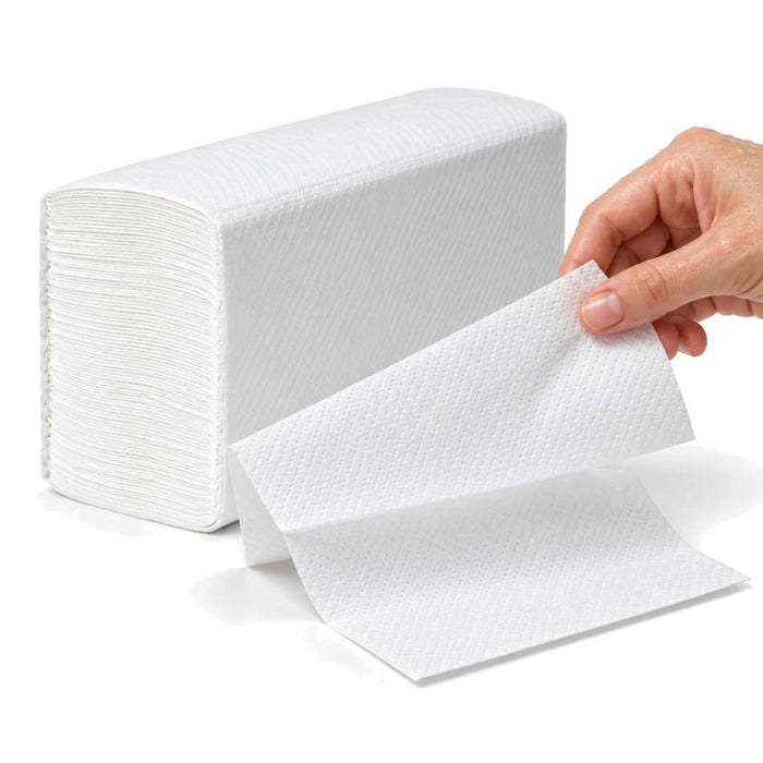 Essuie-mains blanc double épaisseur plié en W 162x320mm - 2700Pcs