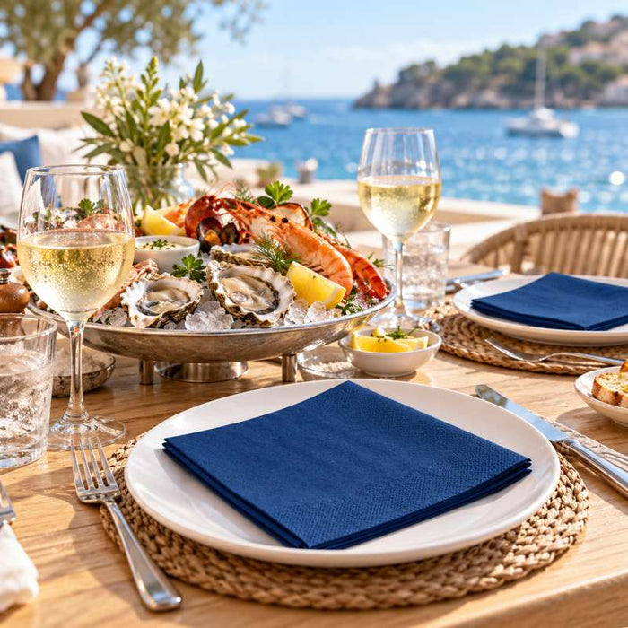 Serviette en ouate bleue 2 plis 380x380mm - 2400Pcs