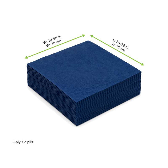 Serviette en ouate bleue 2 plis 380x380mm - 2400Pcs