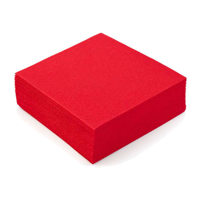 Serviette 2 plis rouge en ouate de cellulose 380x380mm - 2400Pcs