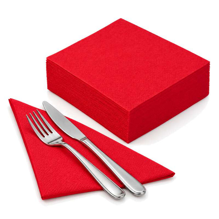 Serviette 2 plis rouge en ouate de cellulose 380x380mm - 2400Pcs