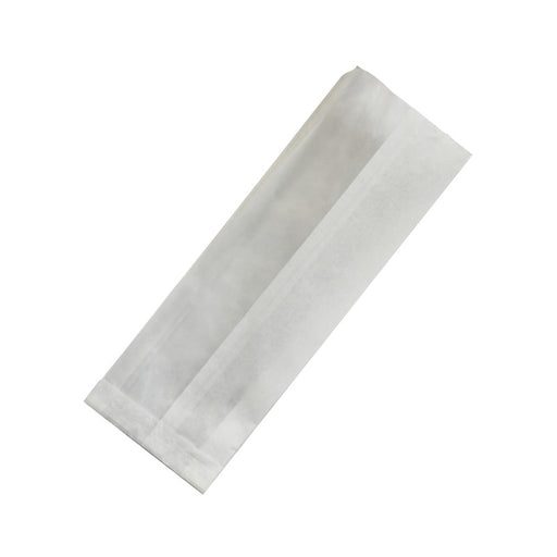 Sac sandwich blanc ingraissable en papier kraft à fenêtre cristal et 6 cm de soufflet 110x40mm H310mm-1000Pcs