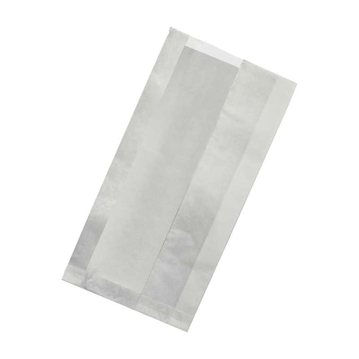 Sac sandwich blanc ingraissable en papier kraft à fenêtre cristal et 4 cm de soufflet 200x60mm H400mm-1000Pcs
