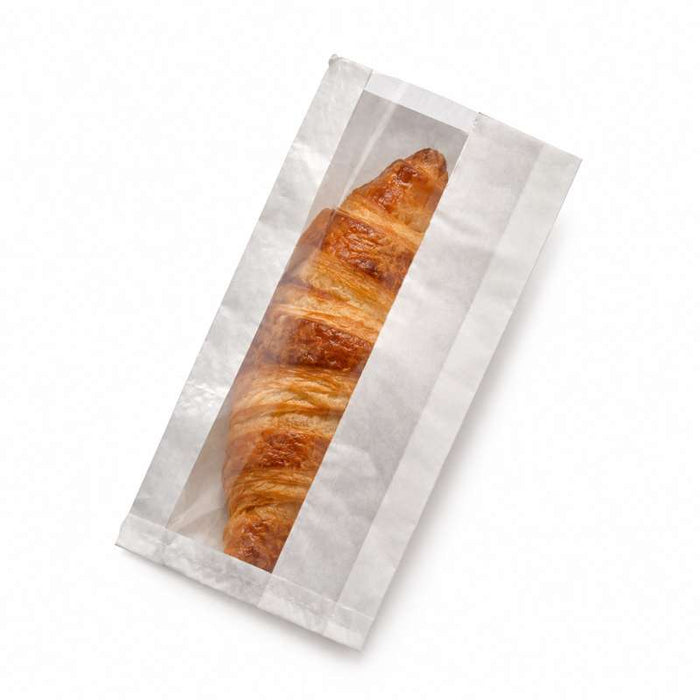 Sac sandwich blanc ingraissable en papier kraft à fenêtre cristal et 4 cm de soufflet 200x60mm H400mm-1000Pcs