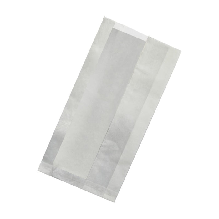 Sac sandwich blanc ingraissable en papier kraft à fenêtre cristal et 4 cm de soufflet 200x60mm H400mm-1000Pcs