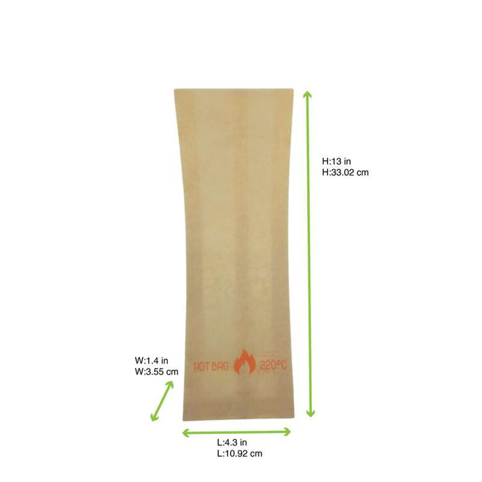 Sac papier kraft brun spécial four   110x35mm H330mm-1000Pcs