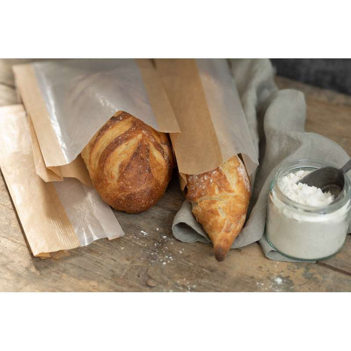 Sac sandwich brun en papier kraft à fenêtre cristal et 4 cm de soufflet 110x40mm H310mm-1000Pcs