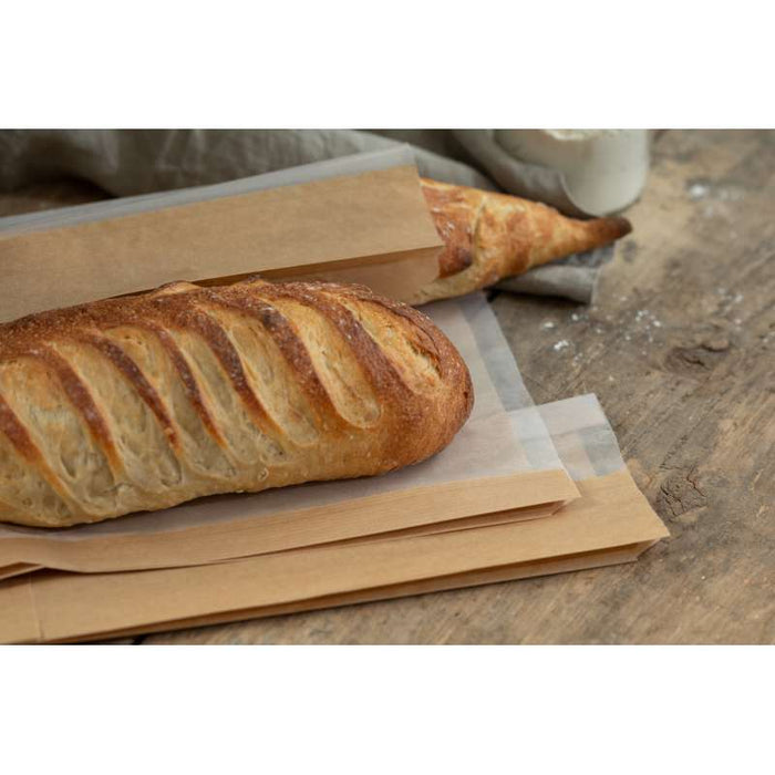 Sac sandwich brun en papier kraft à fenêtre cristal et 4 cm de soufflet 110x40mm H310mm-1000Pcs