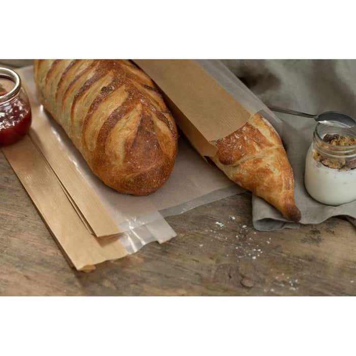Sac sandwich brun en papier kraft à fenêtre cristal et 4 cm de soufflet 110x40mm H310mm-1000Pcs