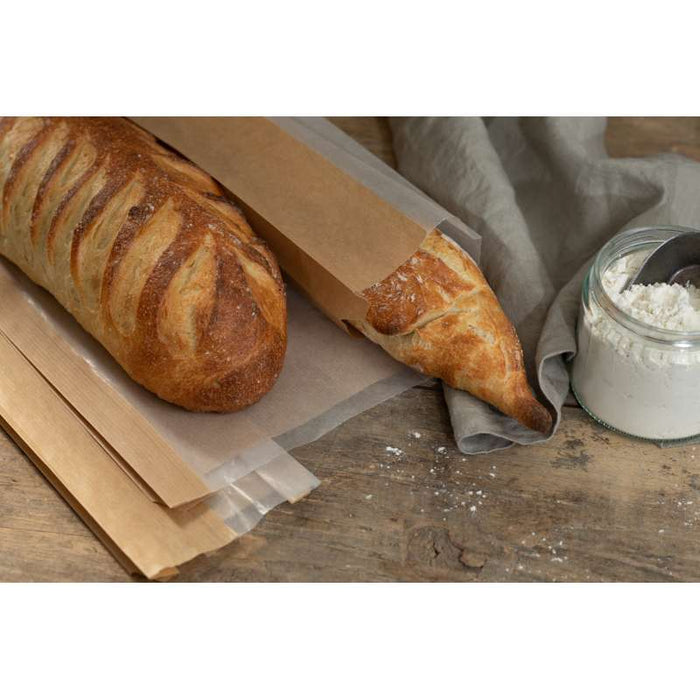 Sac sandwich brun en papier kraft à fenêtre cristal et 4 cm de soufflet 110x40mm H310mm-1000Pcs