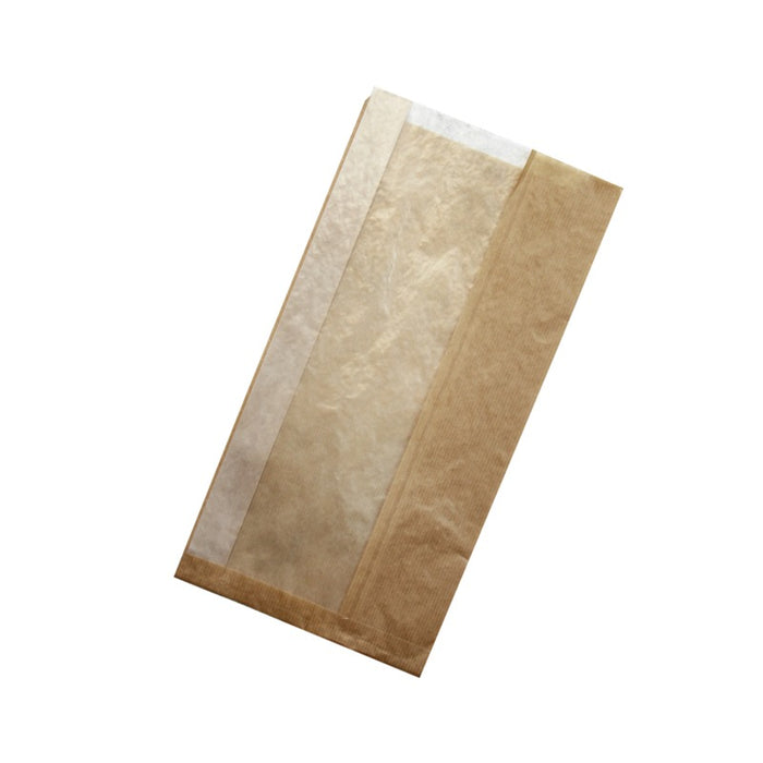 Sac sandwich en papier kraft à fenêtre cristal et 6 cm de soufflet 200x60mm H400mm-1000Pcs