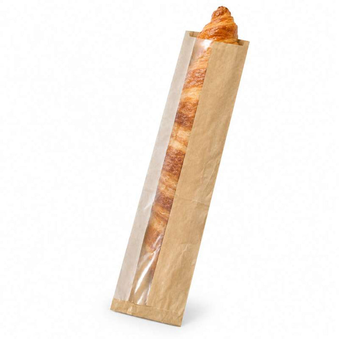 Sac sandwich en papier kraft à fenêtre cristal et 4 cm de soufflet 110x40mm H550mm-1000Pcs