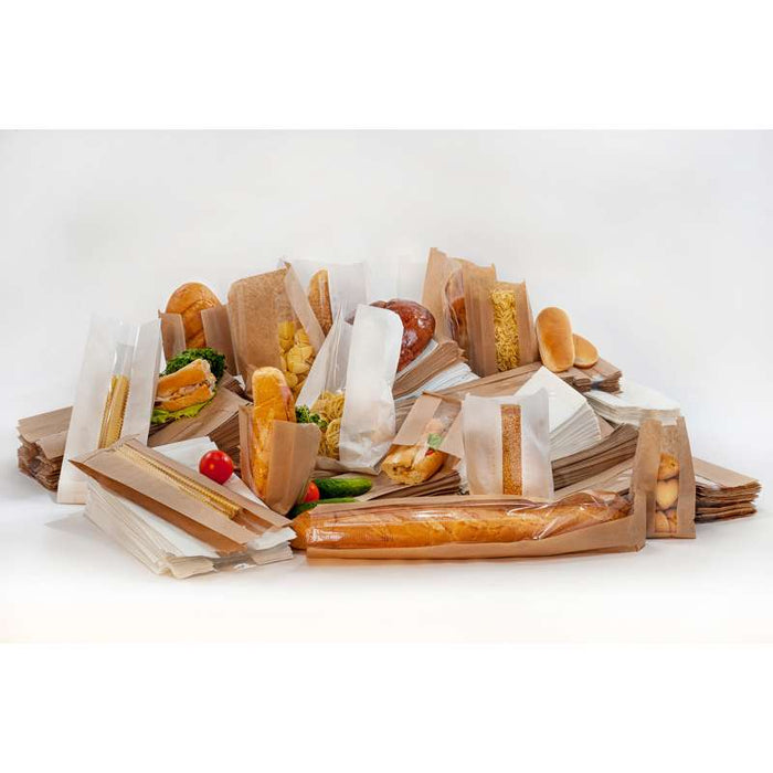 Sac papier kraft brun à fenêtre 120x50mm H220mm-1000Pcs