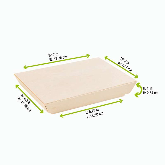 Barquette rectangulaire en bois "Samouraï" 180x130mm H29mm-100Pcs