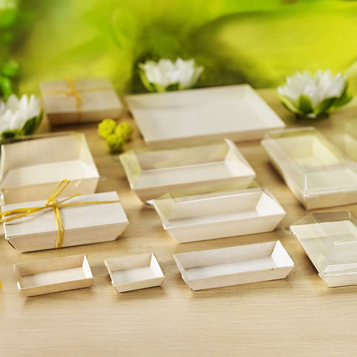 Plateau rectangulaire en bois "Samouraï" 384x278mm H27mm-100Pcs