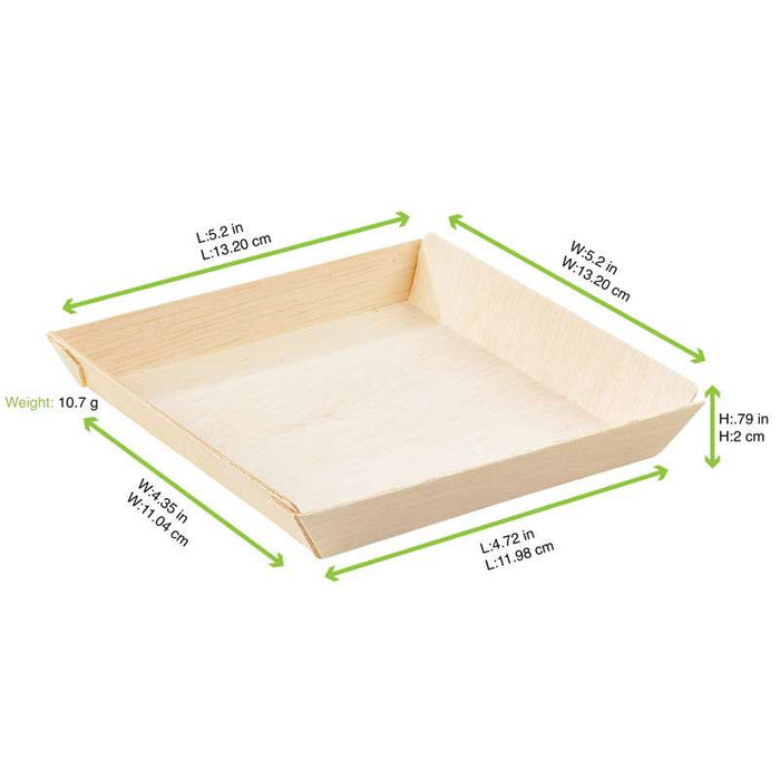 Barquette carrée en bois "Samouraï" 132x131mm H19mm-100Pcs