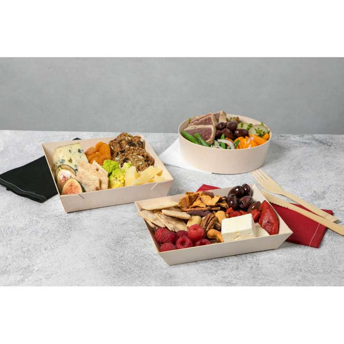 Barquette carrée en bois "Samouraï" 171x170mm H37mm-100Pcs