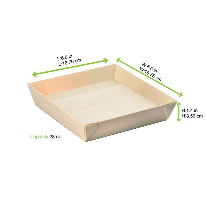 Barquette carrée en bois "Samouraï" 171x170mm H37mm-100Pcs