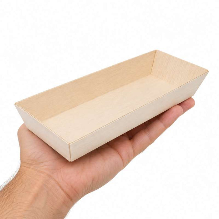 Barquette rectangulaire en bois "Samouraï"  215x85mm H28mm-100Pcs