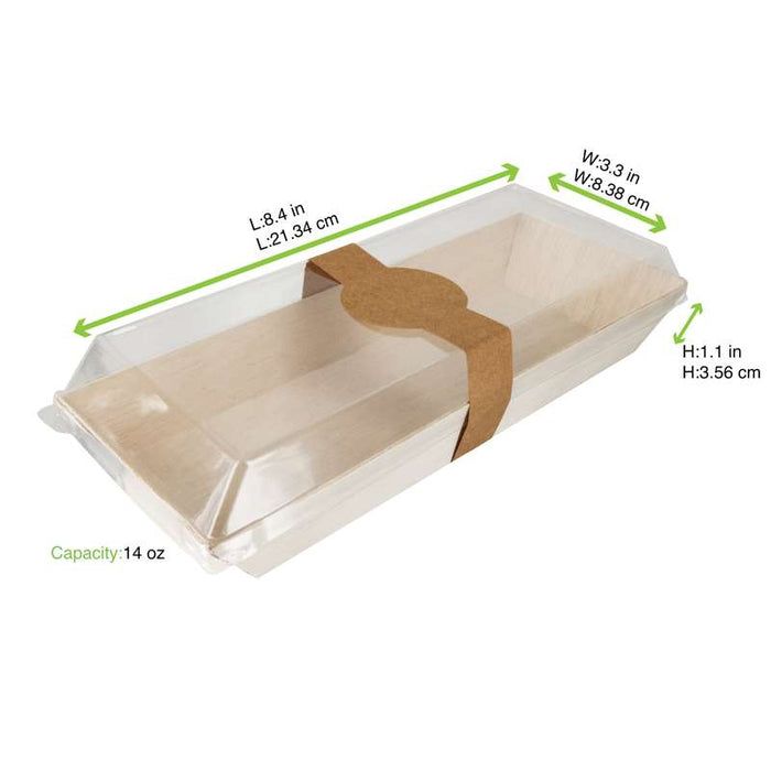 Barquette rectangulaire en bois "Samouraï"  215x85mm H28mm-100Pcs