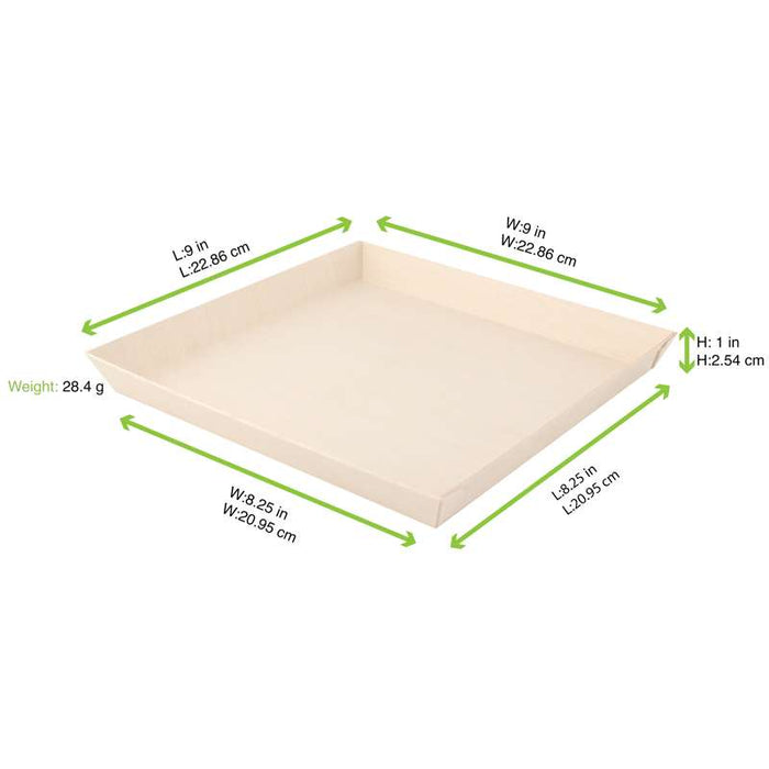 Barquette carrée en bois "Samouraï" 232x232mm H23mm-100Pcs