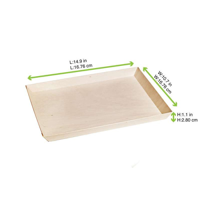 Plateau rectangulaire en bois "Samouraï" 384x278mm H27mm-100Pcs