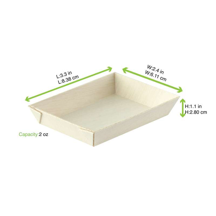 Barquette rectangulaire en bois "Samouraï" 87x61mm H15mm-200Pcs