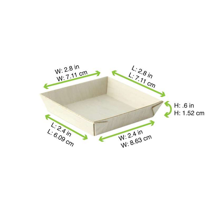 Barquette carrée en bois "Samouraï"  70x70mm H15mm-200Pcs