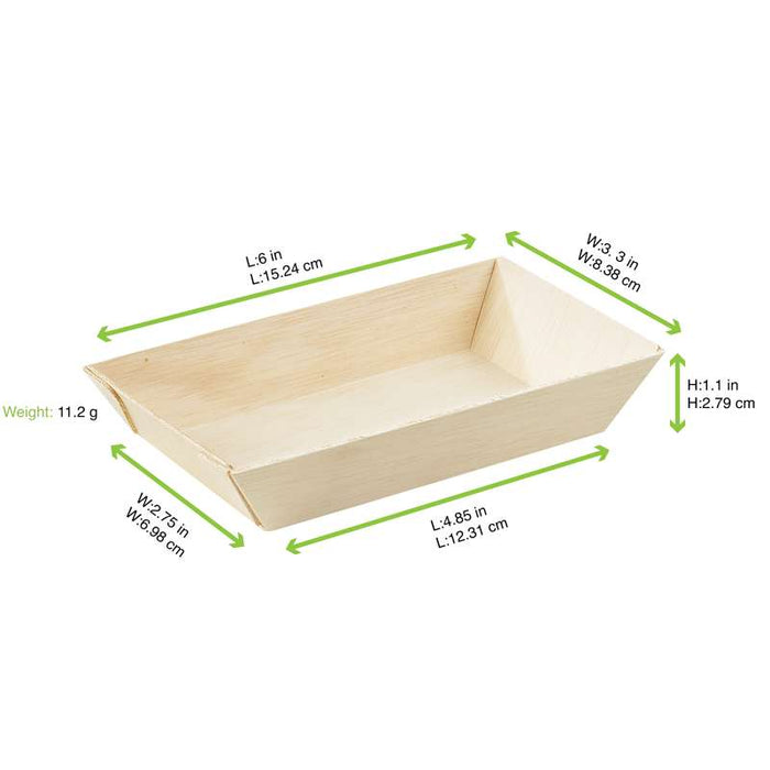 Barquette rectangulaire en bois "Samouraï"  155x85mm H28mm-100Pcs