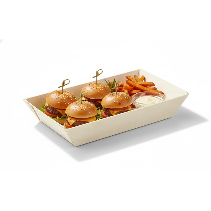Barquette rectangulaire en bois "Samouraï"  155x85mm H28mm-100Pcs
