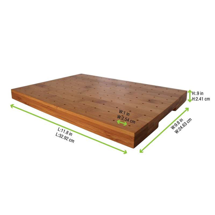 Support en bambou rectangulaire pour 120 piques 300x250mm H23mm - 1Pcs