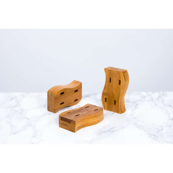 Support en bambou forme vague pour 14 piques 160x65mm H20mm - 10Pcs