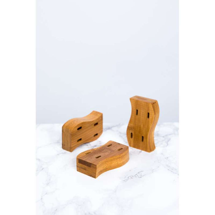 Support en bambou forme vague pour 14 piques 160x65mm H20mm - 10Pcs