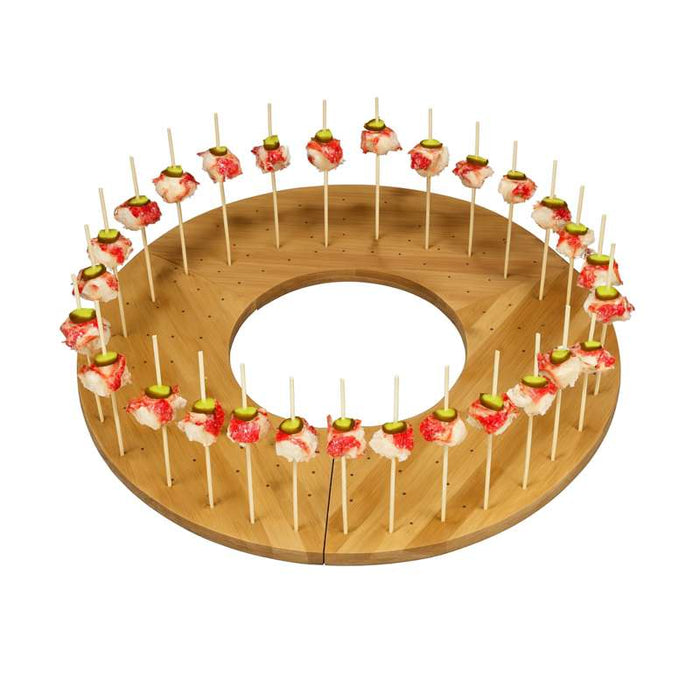 Support en bambou forme donuts pour 40 piques 406x180mm H16mm - 3Pcs