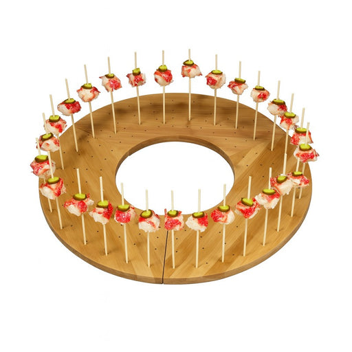 Support en bambou forme donuts pour 40 piques 406x180mm H16mm - 3Pcs