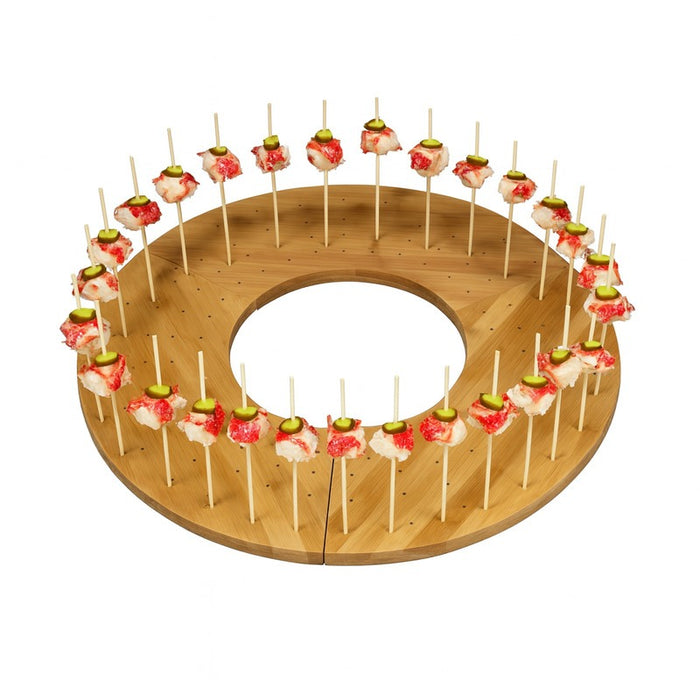 Support en bambou forme donuts pour 40 piques 406x180mm H16mm - 3Pcs