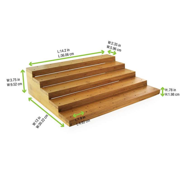 Présentoir "Escalier" en bambou pour 75 piques 360x305mm H95mm - 2Pcs