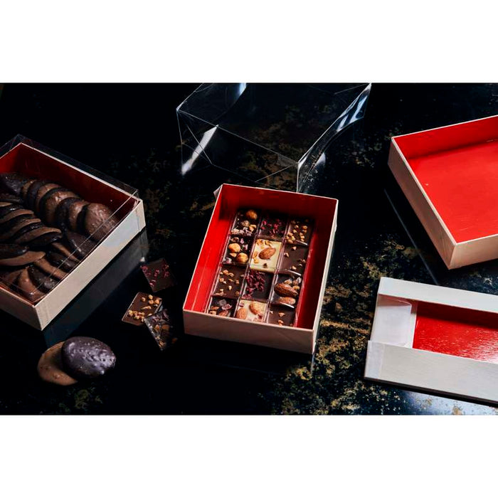 Boite bois intérieur rouge "Samouraï"  160x160mm H36mm-100Pcs