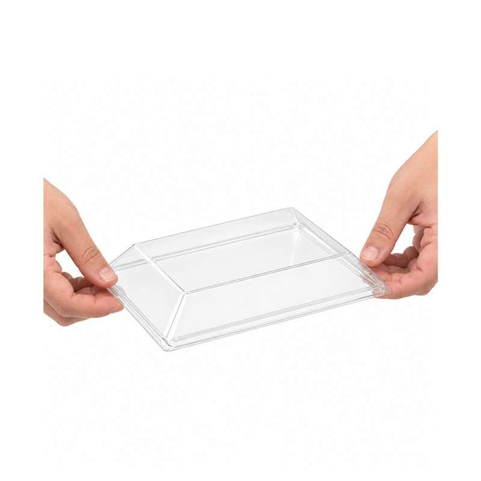 Couvercle Samourai dôme transparent en plastique PET transparent pour assiette 130x180mm-100Pcs