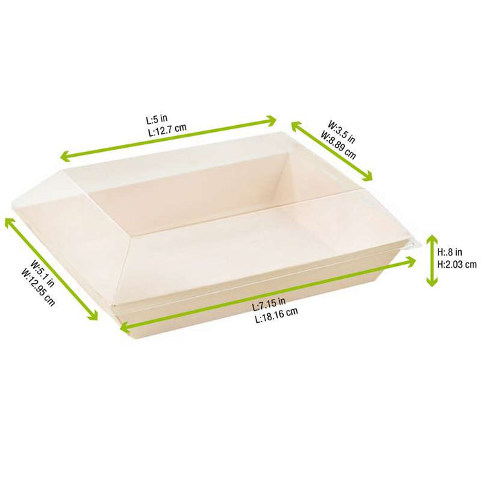 Couvercle Samourai dôme transparent en plastique PET transparent pour assiette 130x180mm-100Pcs
