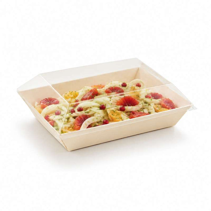 Couvercle Samourai dôme transparent en plastique PET transparent pour assiette 130x180mm-100Pcs