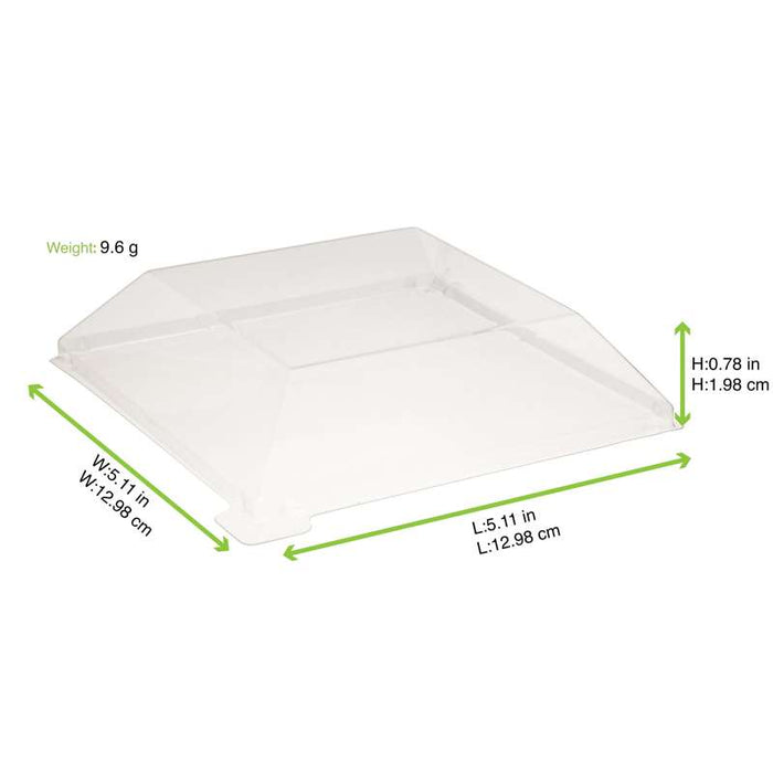 Couvercle Samourai dôme transparent en plastique PET transparent pour assiette 130x130mm H20mm-100Pcs