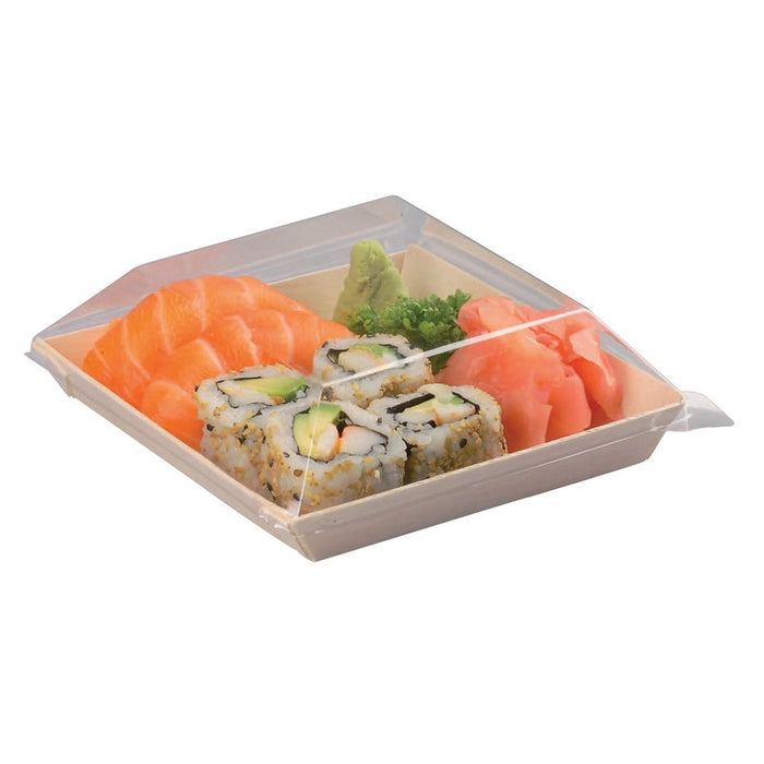 Couvercle Samourai dôme transparent en plastique PET transparent pour assiette 130x130mm H20mm-100Pcs